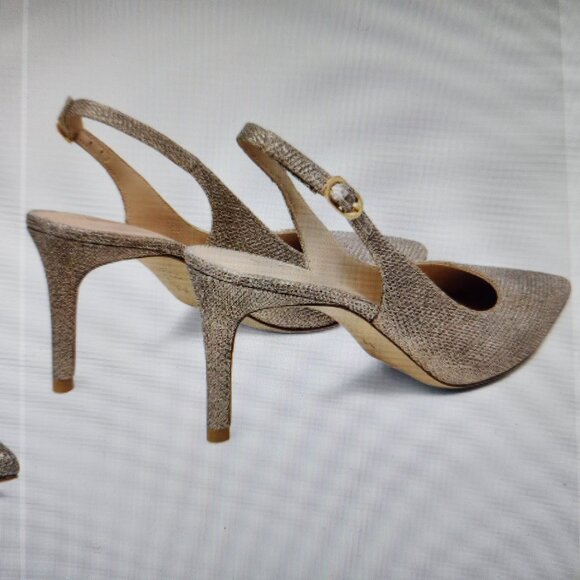 Stuart Weitzman "Power Gold Sling Back" Heels. NIB. Size EU 38/US 7.5 - Picture 3 of 15